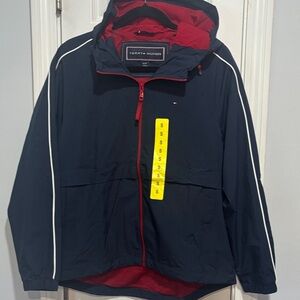 Tommy Hilfiger Navy Windbreaker with Red Trim size S NWT